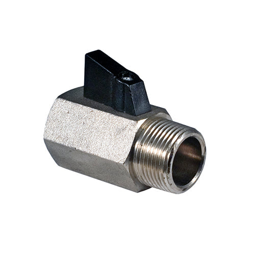 RUBINETTERIE BRESCIANE SERIES 383M MINI BRASS BALL VALVE REDUCED PORT, MNPT X FNPT THREADED