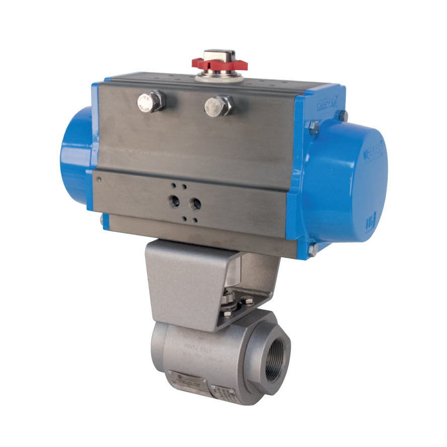 BONOMI PENTA SERIES AP20PCS 2-WAY NPT CARBON STEEL BODY 2-PIECE CLASS 800 BI-DIRECTIONAL HIGH TEMPERATURE BALL VALVE WITH VALBIA PNEUMATIC ACTUATOR