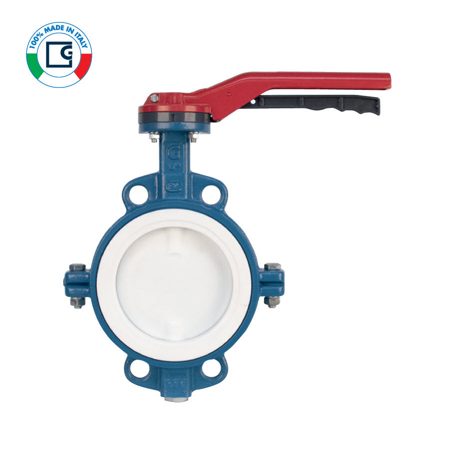 BONOMI GHIBSON SERIES 550P FDA APPROVED PTFE COATED SS DISC EPOXY COATED DUCTILE IRON WAFER-STYLE BUTTERFLY VALVE