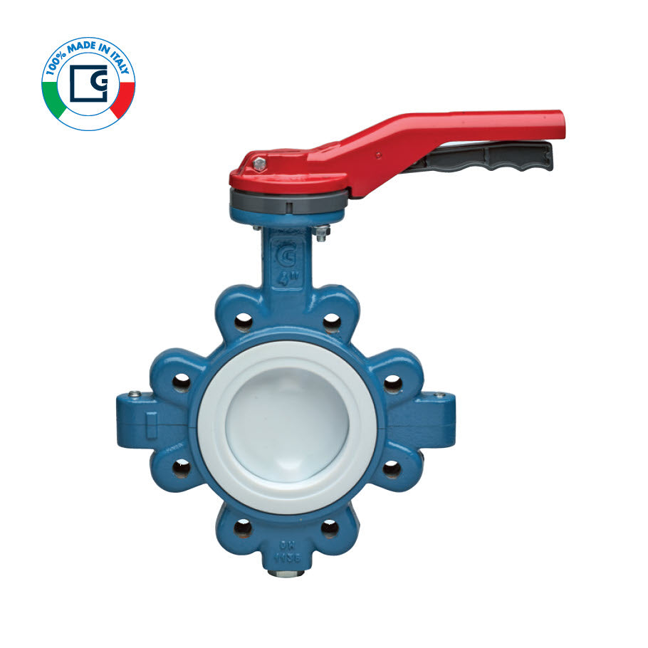BONOMI GHIBSON SERIES 551P FDA APPROVED PTFE COATED SS DISC EPOXY COATED DUCTILE IRON LUG-STYLE BUTTERFLY VALVE