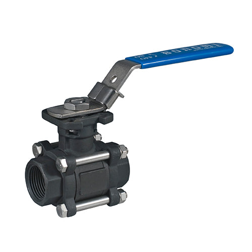 BONOMI SERIES 621LL FULL PORT 3 PC. CARBON STEEL BALL VALVE W/LOCKING LEVER W/ SW ENDS AND ISO 5211 MOUNTING PAD