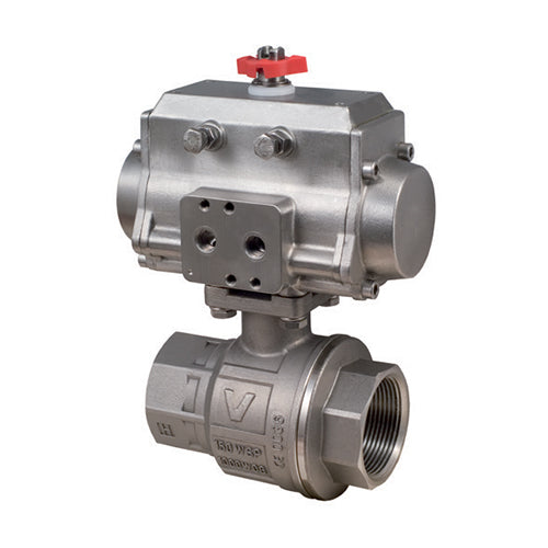 BONOMI SERIES 700076 2-WAY ST. ST. BODY 2-PIECE NPT BALL VALVE AND VALBIA STAINLESS STEEL PNEUMATIC ACTUATOR