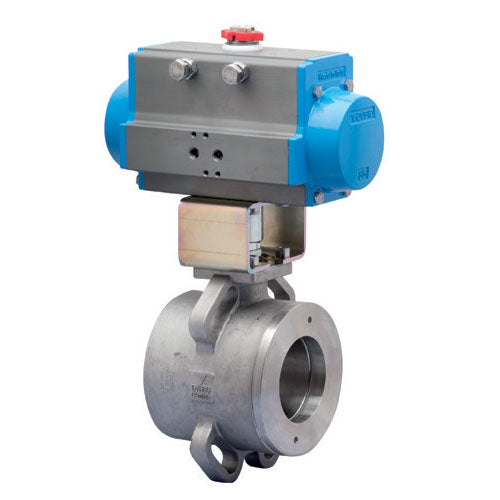 BONOMI SERIES 725002 2-WAY ST. ST. BODY ANSI CLASS 150 TRUE WAFER STYLE BALL VALVE AND VALBIA PNEUMATIC ACTUATOR