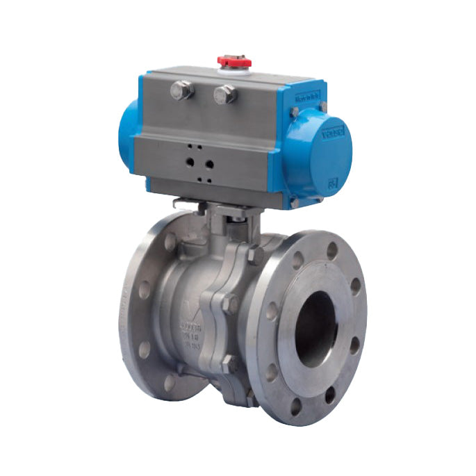 BONOMI SERIES 766000 2-WAY ST. ST. BODY ANSI CLASS 150 FIRE SAFE DESIGN FLANGED SPLIT BODY BALL VALVE AND VALBIA PNEUMATIC ACTUATOR