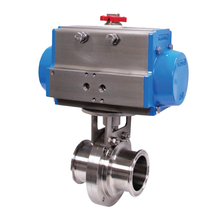 BONOMI SERIES BFVSTCE 2-WAY ST. ST. BODY SANITARY TRI-CLAMP BUTTERFLY VALVE AND VALBIA PNEUMATIC ACTUATOR