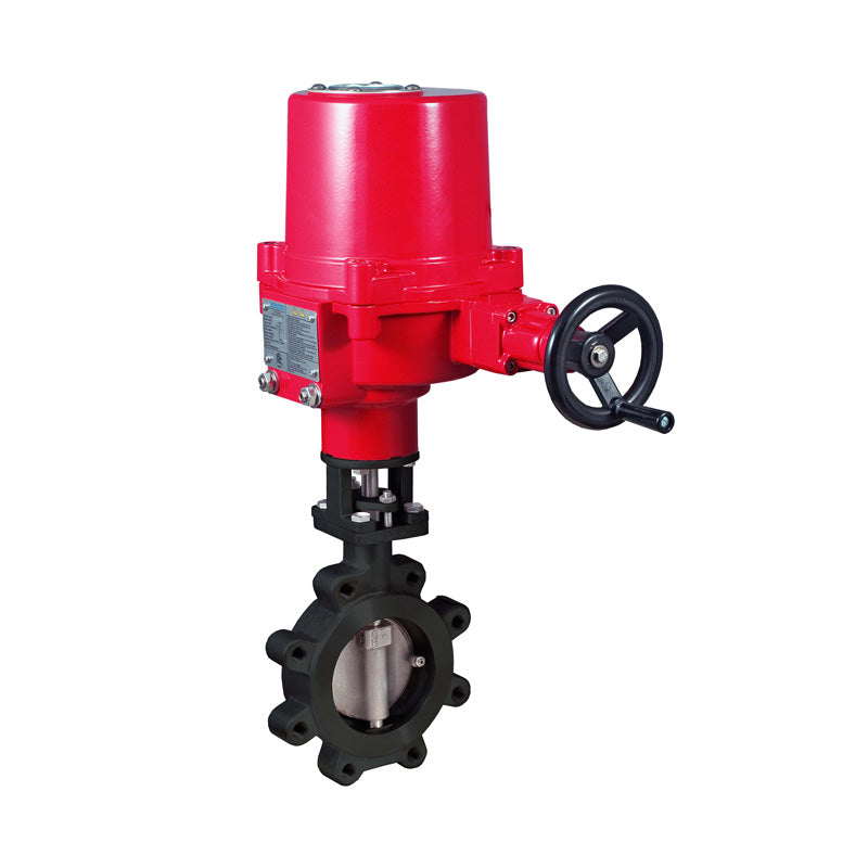 BONOMI EXME8121 WITH SERIES 8121 CARBON STEEL BODY ST. ST. DISC METAL SEATED SEATS LUG STYLE ANSI CLASS 150 HP BUTTERFLY VALVE AND VALBIA CSA APPROVED EXPLOSION PROOF ELECTRIC ACTUATOR