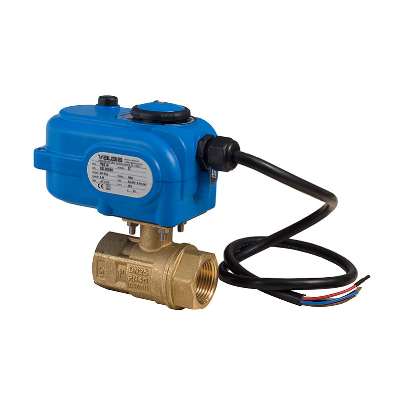 BONOMI 8E864 WITH SERIES 250N 2-WAY BRASS NPT BALL VALVE AND PLASTIC VALBIA ELECTRIC ACTUATOR