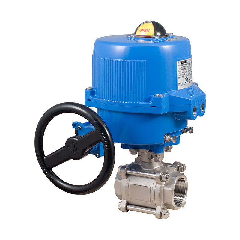 BONOMI M8E0722 WITH SERIES 722LL 2-WAY ST. ST. BODY 3-PIECE BW ENDS BALL VALVE AND METAL VALBIA ELECTRIC ACTUATOR