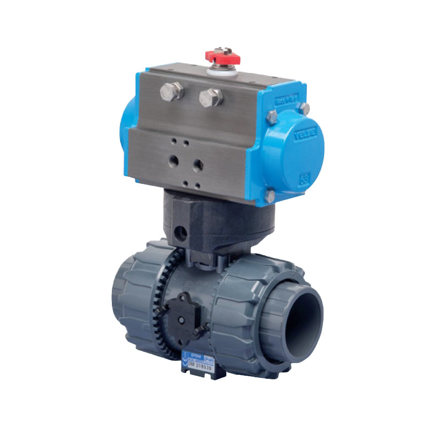 BONOMI SERIES PVC-BV2 2-WAY PVC BALL VALVE AND VALBIA PNEUMATIC ACTUATOR