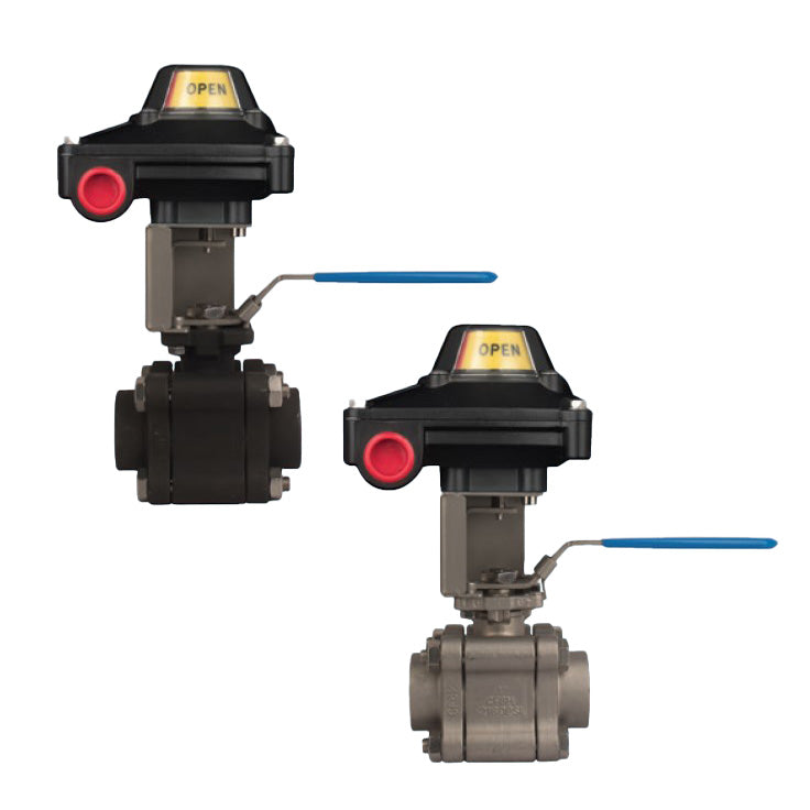 BONOMI SERIES 630LL DIRECT MOUNT 2-WAY, 3 PC. CARBON STEEL BALL VALVE W/ ENCAPSULATED BOLTS AND NPT ENDS WITH MOUNTED LS2-B LIMIT SWITCH