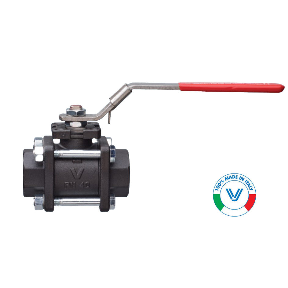 VALPRES SERIES 710085 FULL PORT 3 PC. CARBON STEEL BALL VALVE FNPT THREADED W/ ISO 5211 PAD AND DOUBLE "D" STEM FOR STEAM