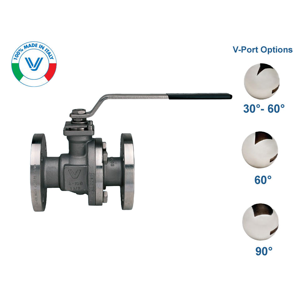 VALPRES SERIES 760021V STAINLESS STEEL SPLIT-BODY FLANGED ANSI 150 V-BALL VALVE