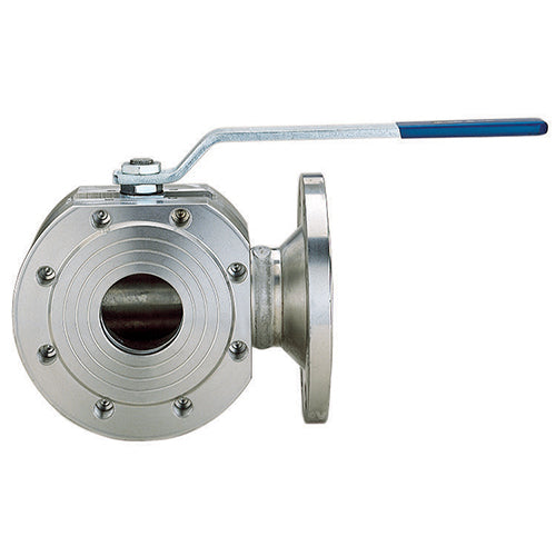 VALPRES SERIES 776018 STAINLESS STEEL FLANGED ANSI 150 3-WAY L-PORTED DIVERTER BALL VALVE W/ ISO 5211 PAD AND DOUBLE "D" STEM