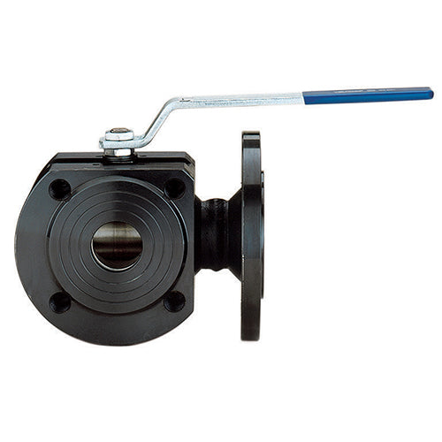 VALPRES SERIES 776032 CARBON STEEL FLANGED ANSI 1503-WAY L-PORTED DIVERTER BALL VALVE W/ ISO 5211 PAD AND DOUBLE "D" STEM