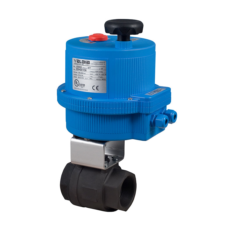 BONOMI 8E0127 WITH SERIES 600LL 2-WAY CARBON STEEL 2-PIECE NPT BALL VALVE AND PLASTIC VALBIA ELECTRIC ACTUATOR