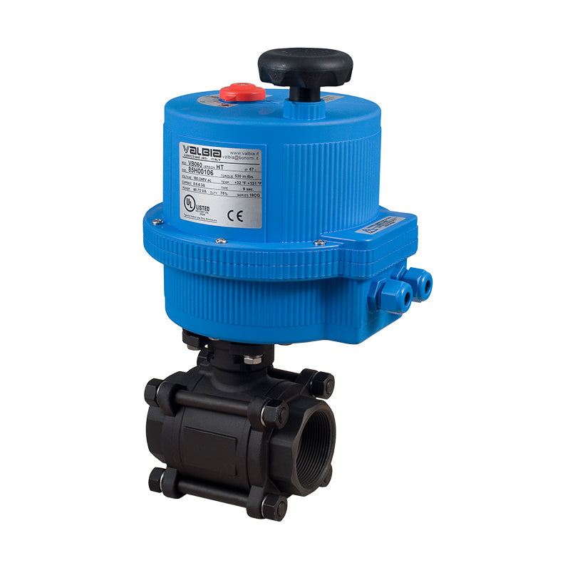 BONOMI 8E0620 WITH SERIES 620LL 2-WAY CARBON STEEL 3-PIECE NPT BALL VALVE AND PLASTIC VALBIA ELECTRIC ACTUATOR