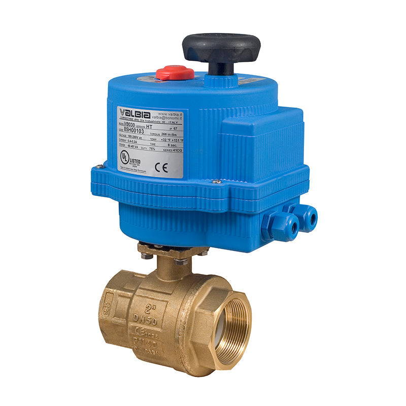 BONOMI 8E064LF WITH SERIES 250NLF 2-WAY LEAD FREE BRASS NPT BALL VALVE AND PLASTIC VALBIA ELECTRIC ACTUATOR