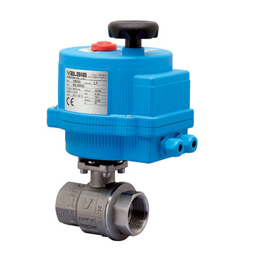 BONOMI 8E067 WITH SERIES 700076 2-WAY ST. ST. BODY 2-PIECE NPT BALL VALVE AND PLASTIC VALBIA ELECTRIC ACTUATOR