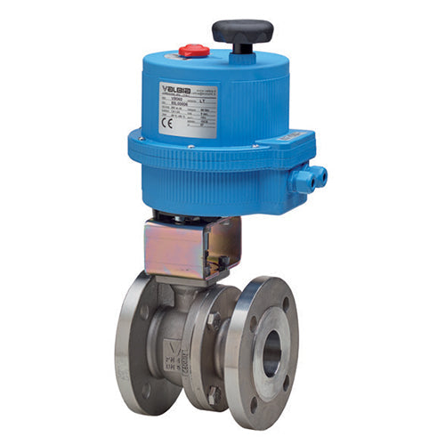 BONOMI 8E079 WITH SERIES 760005 2-WAY ST. ST. BODY ANSI CLASS 150 FIRE SAFE DESIGN FLANGED SPLIT BODY BALL VALVE AND PLASTIC VALBIA ELECTRIC ACTUATOR