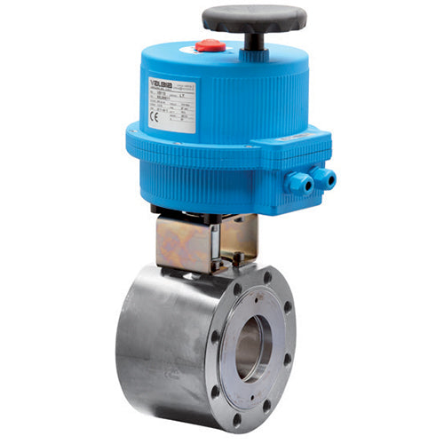 BONOMI 8E720288 WITH SERIES 720288 2-WAY ST. ST. BODY ANSI CLASS 300 FLANGED WAFER STYLE BALL VALVE AND PLASTIC VALBIA ELECTRIC ACTUATOR