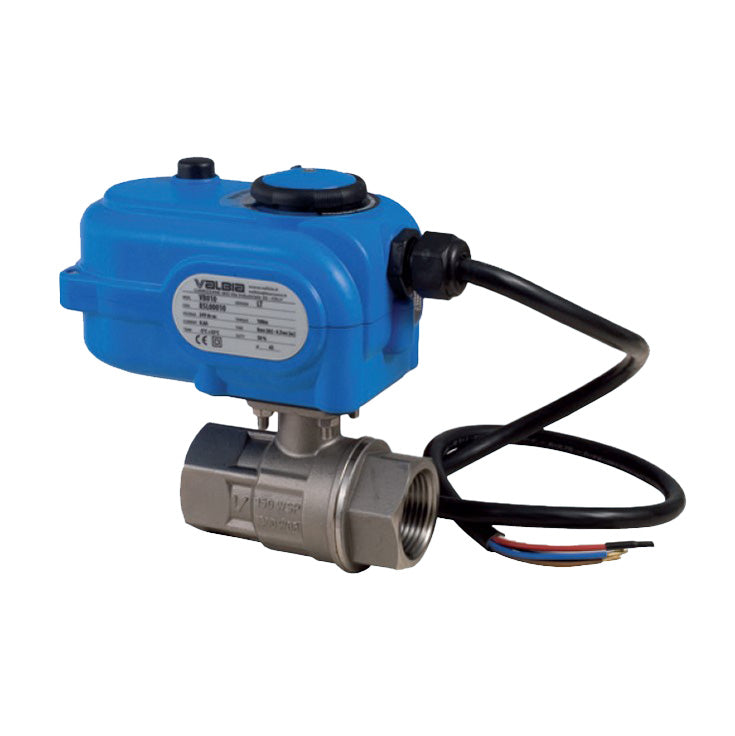 BONOMI 8E867 WITH SERIES 700076 2-WAY ST. ST. BODY 2-PIECE NPT BALL VALVE AND PLASTIC VALBIA ELECTRIC ACTUATOR