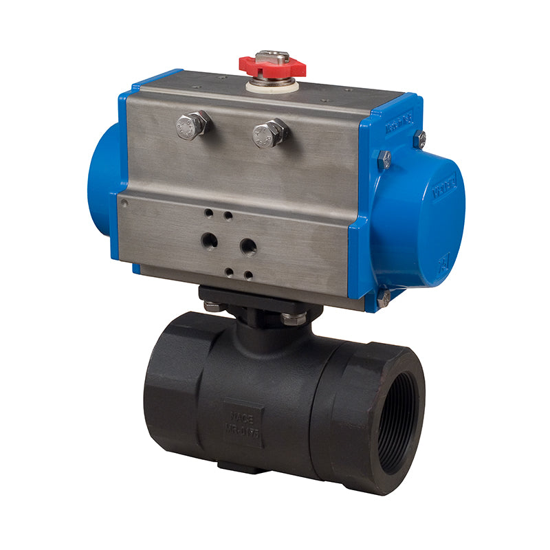 BONOMI SERIES 3000 2-WAY CARBON STEEL 2-PIECE NPT BALL VALVE AND VALBIA PNEUMATIC ACTUATOR