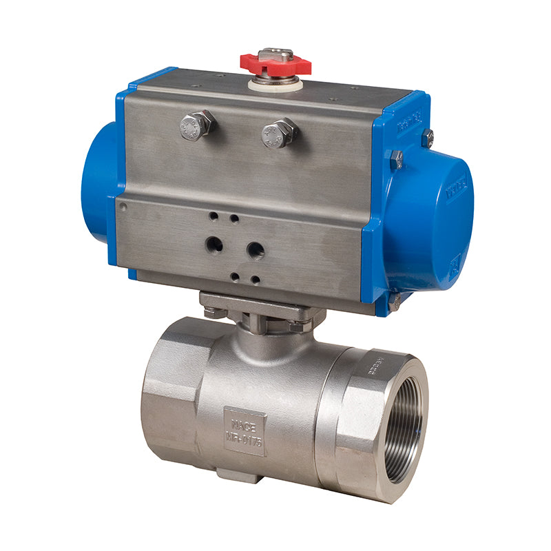 BONOMI SERIES 3100 2-WAY ST. ST. BODY 2-PIECE NPT BALL VALVE AND VALBIA PNEUMATIC ACTUATOR