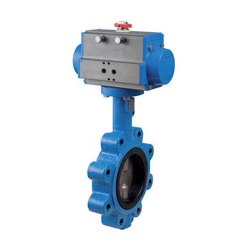 BONOMI SERIES 531S EPOXY COATED CAST IRON BODY ST. ST. DISC VITON SEATS LUG STYLE BUTTERFLY VALVE AND VALBIA PNEUMATIC ACTUATOR