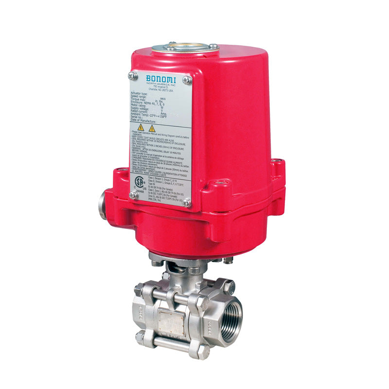 BONOMI EXM8E0721 WITH SERIES 721LL 2-WAY ST. ST. BODY 3-PIECE SW ENDS BALL VALVE AND VALBIA CSA APPROVED EXPLOSION PROOF ELECTRIC ACTUATOR