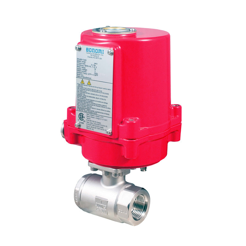 BONOMI EXM8E3100 WITH SERIES 3100 2-WAY ST. ST. BODY 2-PIECE NPT BALL VALVE AND VALBIA CSA APPROVED EXPLOSION PROOF ELECTRIC ACTUATOR