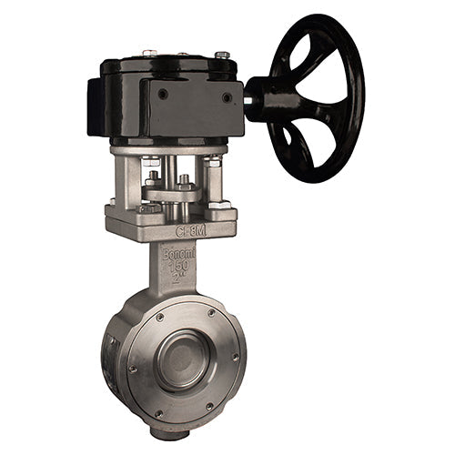 BONOMI SERIES G9100 STAINLESS STEEL GEAR OPERATED ANSI 150, HIGH-PERFORMANCE WAFER STYLE, BUTTERFLY VALVE