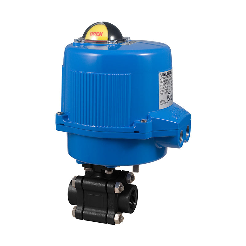 BONOMI M8E0630 WITH SERIES 630LL 2-WAY CARBON STEEL 3-PIECE NPT BALL VALVE AND METAL VALBIA ELECTRIC ACTUATOR