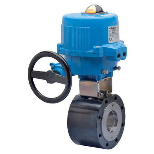 BONOMI M8E722V17 WITH SERIES 722V17 2-WAY CARBON STEEL ANSI CLASS 150 FIRE SAFE DESIGN WAFER STYLE BALL VALVE AND METAL VALBIA ELECTRIC ACTUATOR