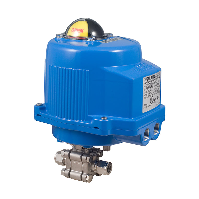 BONOMI M8E1300 WITH SERIES 1300 2-WAY ST. ST. BODY 3-PIECE COMPRESSION END BALL VALVE AND METAL VALBIA ELECTRIC ACTUATOR