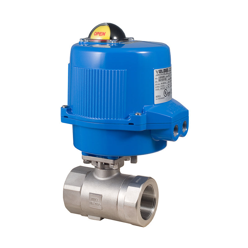 BONOMI M8E3100 WITH SERIES 3100 2-WAY ST. ST. BODY 2-PIECE NPT BALL VALVE AND METAL VALBIA ELECTRIC ACTUATOR