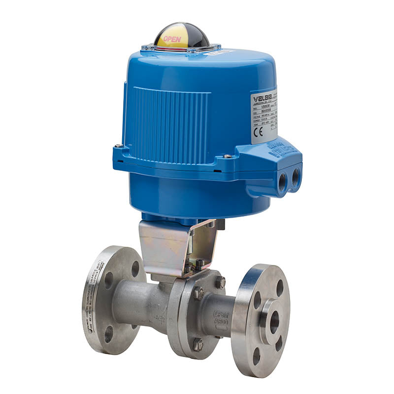 BONOMI M8E68J401 WITH SERIES 68J401 API 608 2-WAY ST. ST. ANSI CLASS 600 FLANGED SPLIT BODY FIRE SAFE DESIGN BALL VALVE AND METAL VALBIA ELECTRIC ACTUATOR